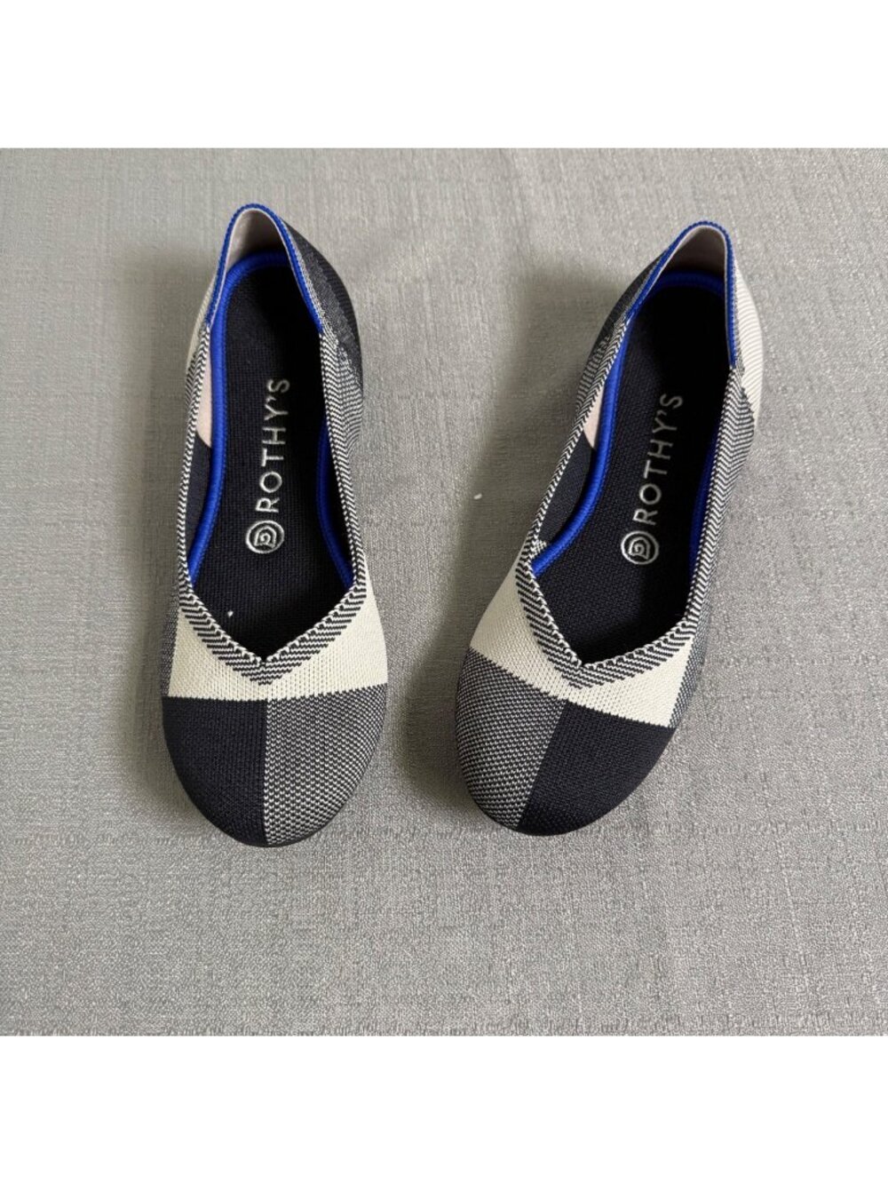 Rothy’s Retired Captoe Black White Buffalo Plaid Slip On Flats Women’s Size 8